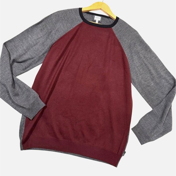 Armani Collezioni size XL maroon/black/gray color block lightweight sweater EU56 - Picture 2 of 7